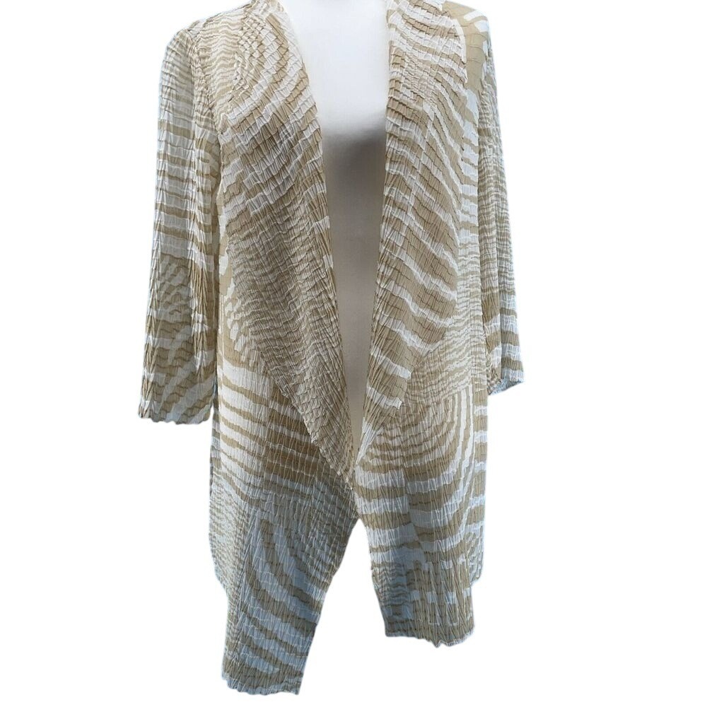 Chico's Cardigan Top Women's Small Open Front Crinkle Lightweight Vacay Travel